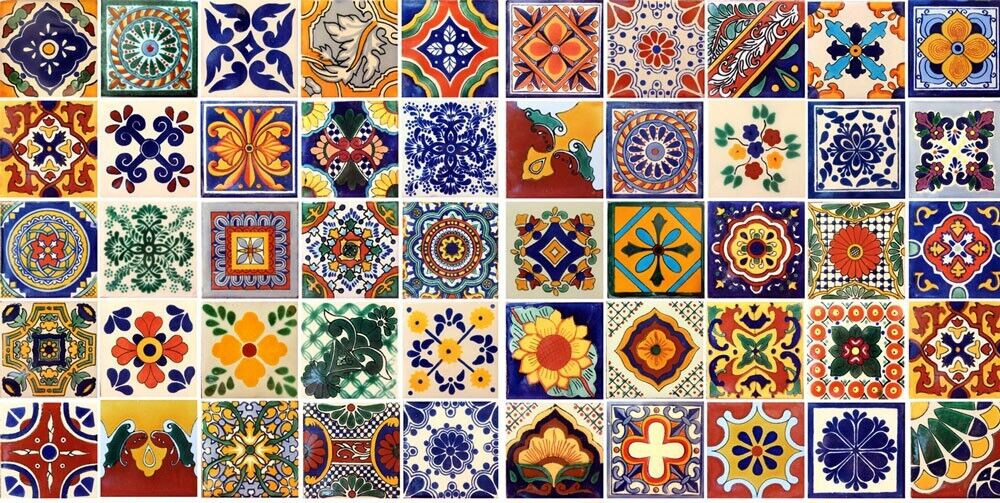 50 Asorted Mexican 4×4 inch Tiles Ceramic Mexico #002