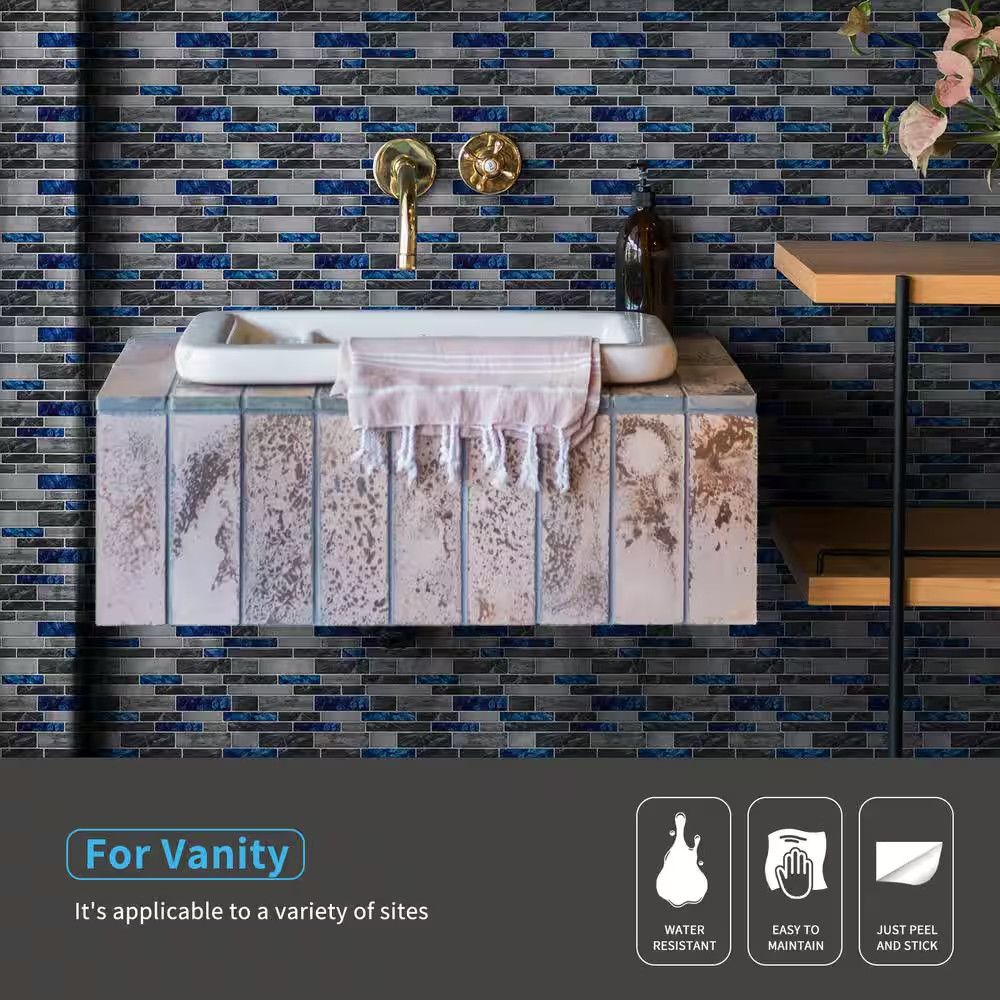 12 In. X 12 In. Vinyl Peel and Stick Backsplash Tile for Kitchen Self-Adhesive B