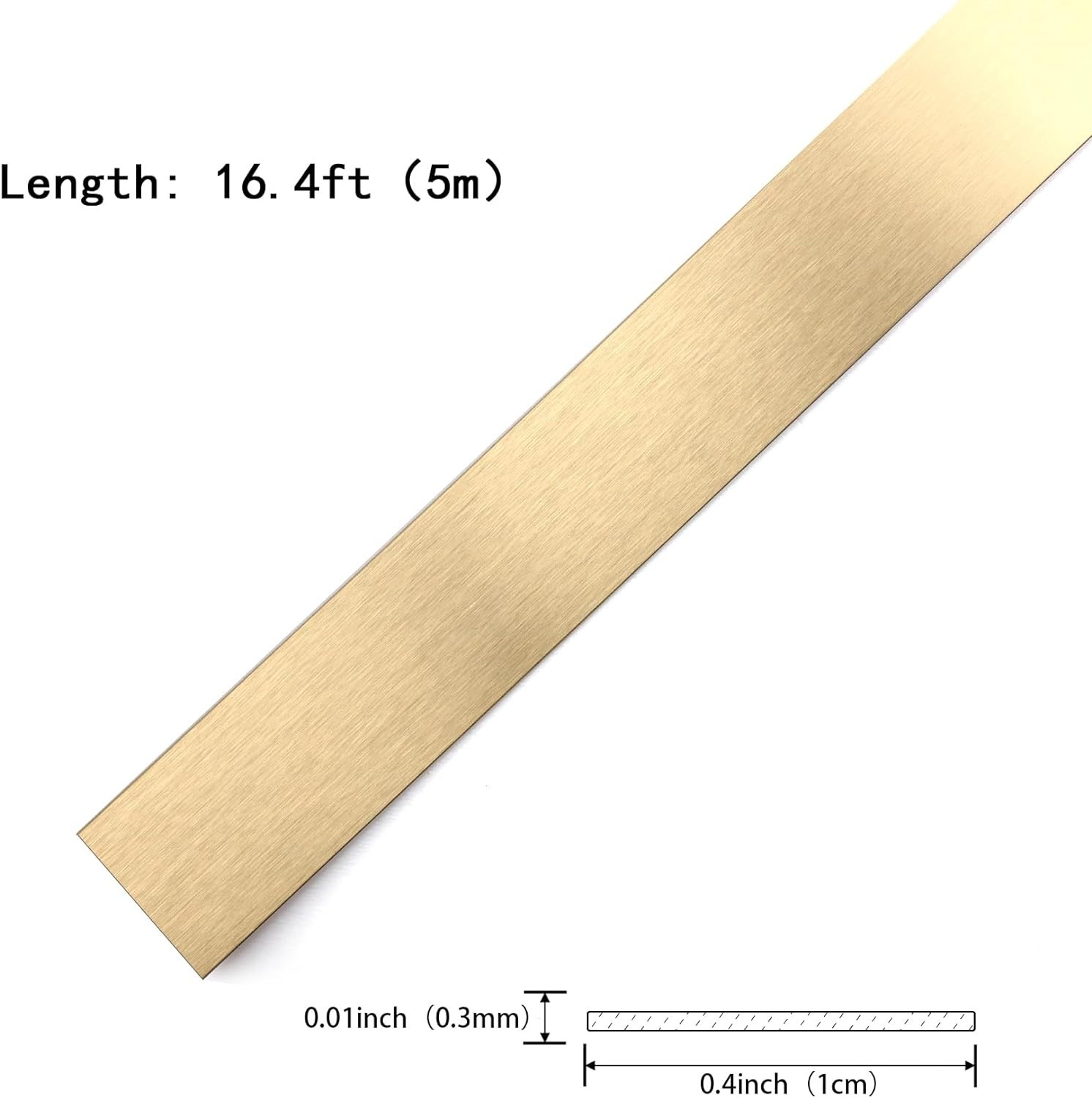 Gold Metalized Brushed Finish Molding Trim, Peel and Stick Strip for Mirror F…