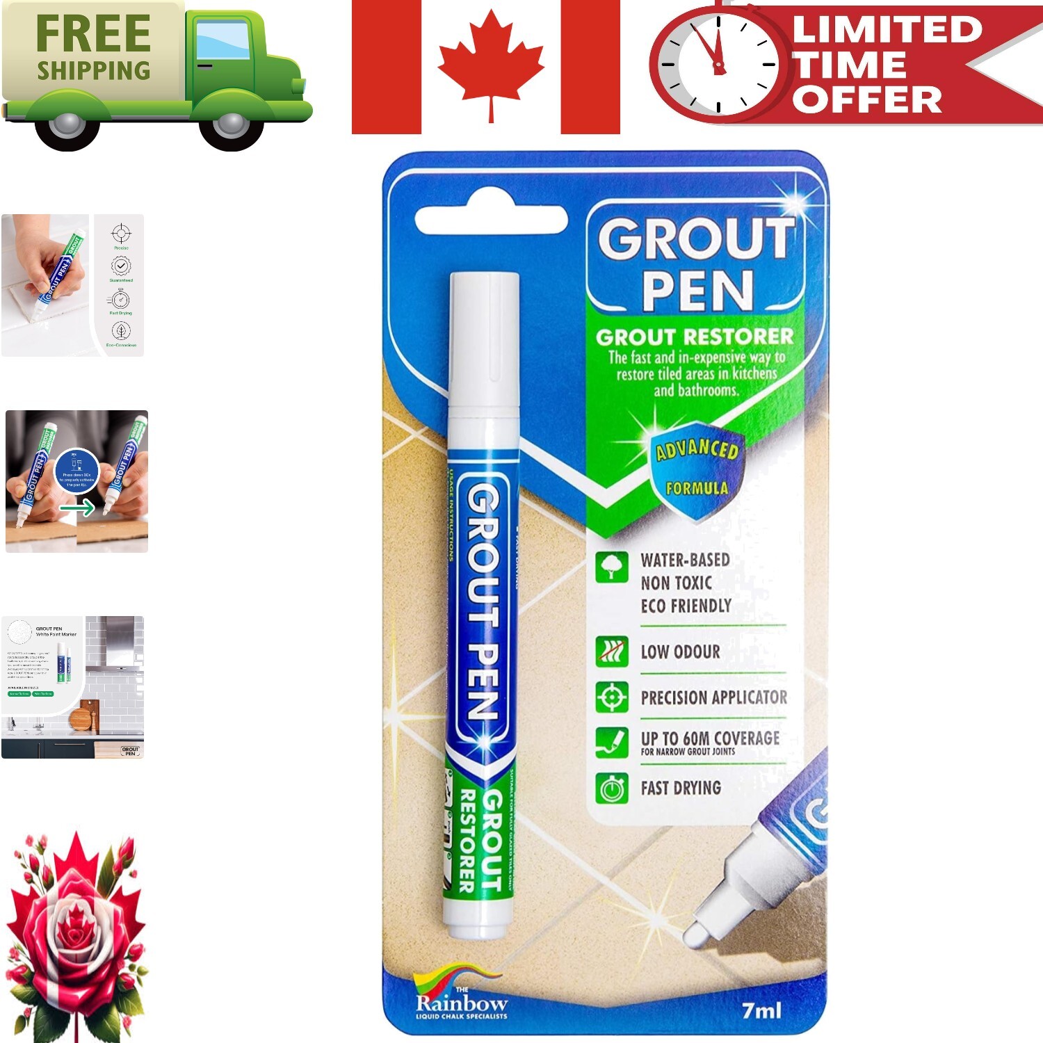 Grout Paint Marker – White, Waterproof, Narrow Tip for Easy Tile Touch-ups