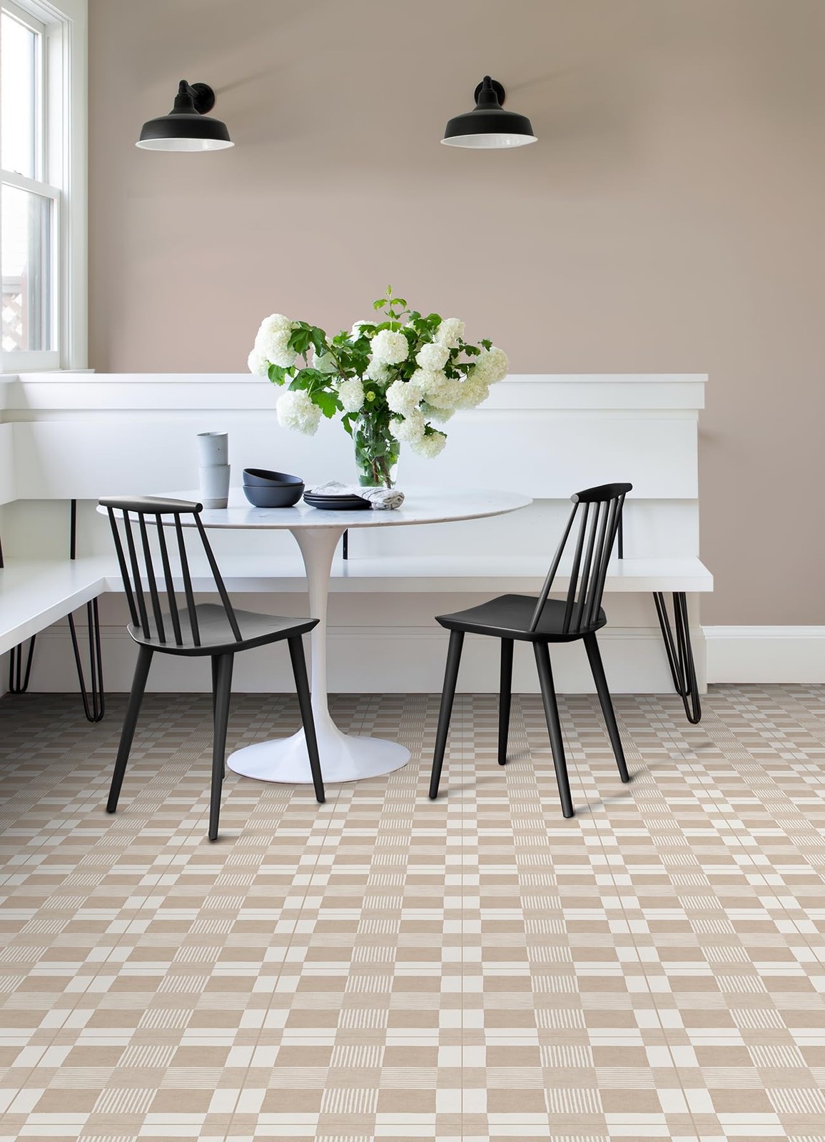Peel Stick Floor Tiles 10 PCS 12×12 Inch Beige Water Resistant Vinyl Decal