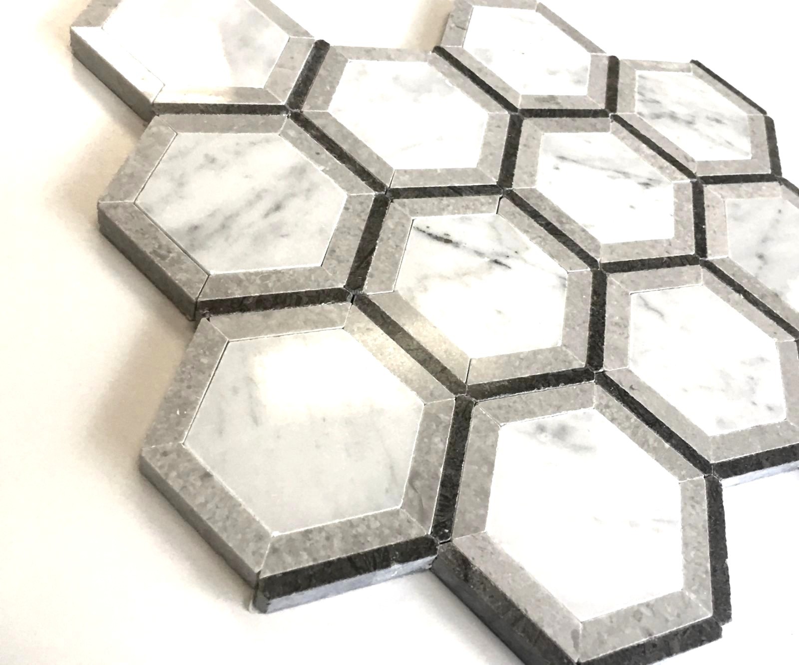 Carrara Spire 11×11 Marble Mix Color Mosaic Wall and Floor Tile Backsplash Bath