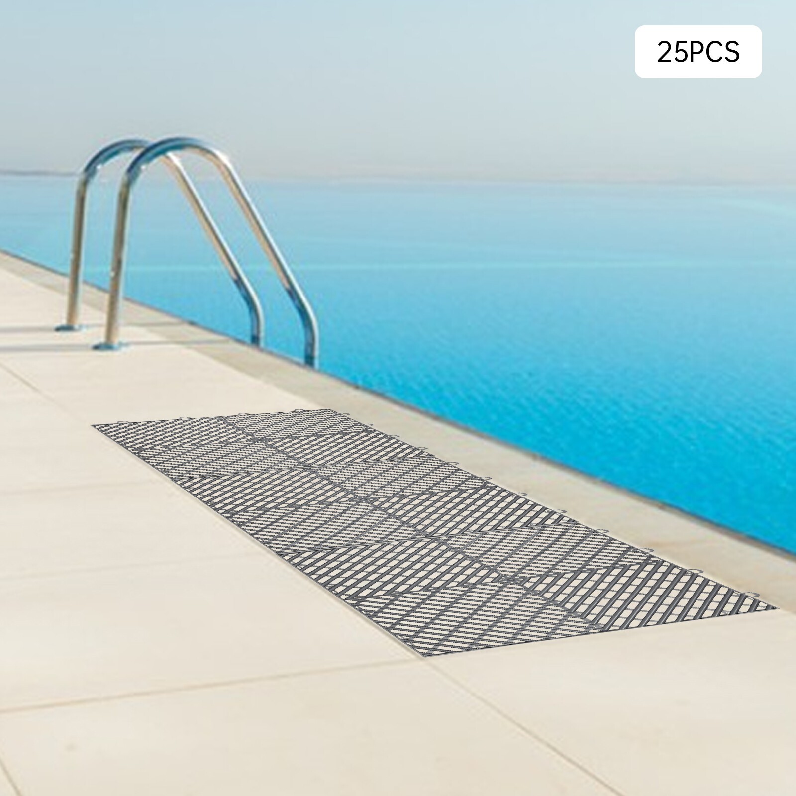 25PCS Tiles Interlocking Graphite Drainage Tiles 12x12x0.5 Inches Deck Tiles