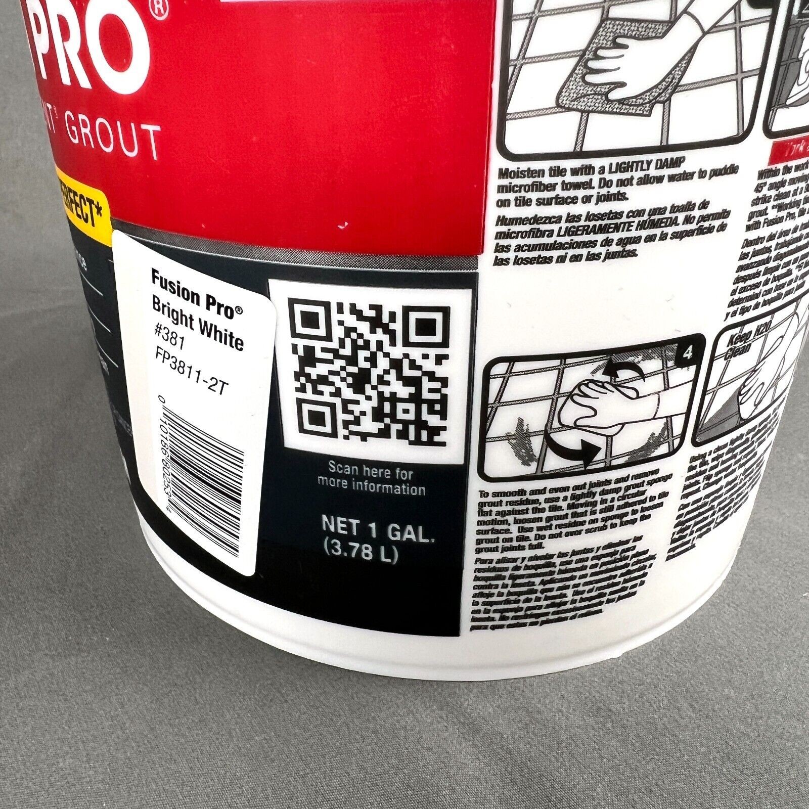 Custom CBP Fusion Pro Single Component Stain Proof Grout Bright White 1 Gallon
