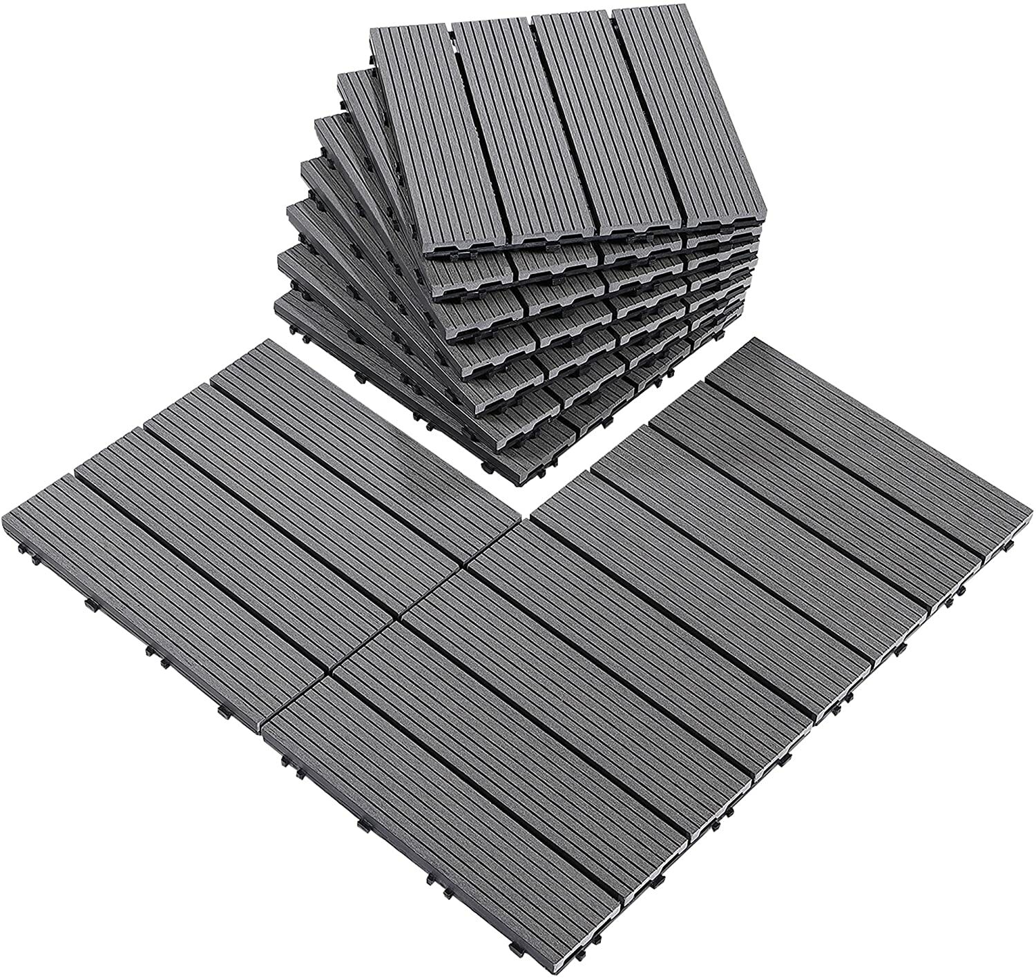 PURE ERA Pebble Interlocking Floor Deck Tiles Indoor Outdoor Use 12″x12″