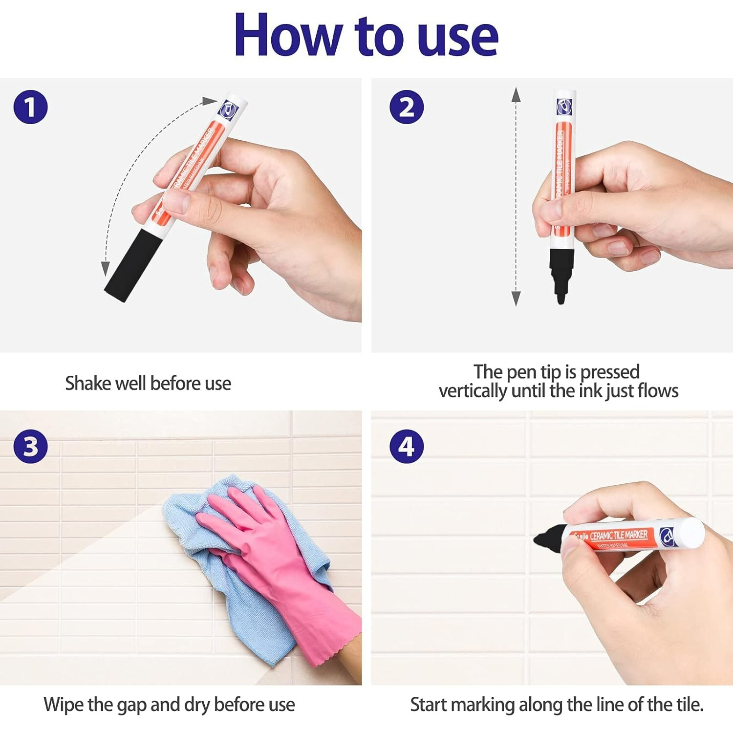 6 Pcs Grout Pen Tile Paint Marker: Waterproof Tile Grout Colorant and Seale
