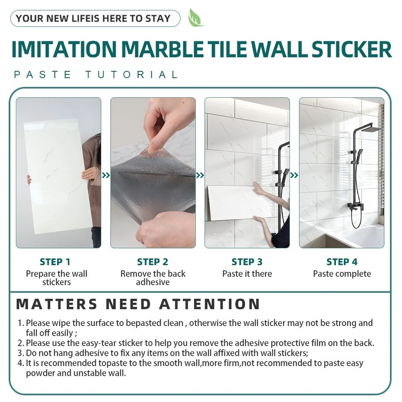 20/40pcs Peel and Stick Marble Floor WallPanels 23.6″x11.8″ PVC Tiles Sticker