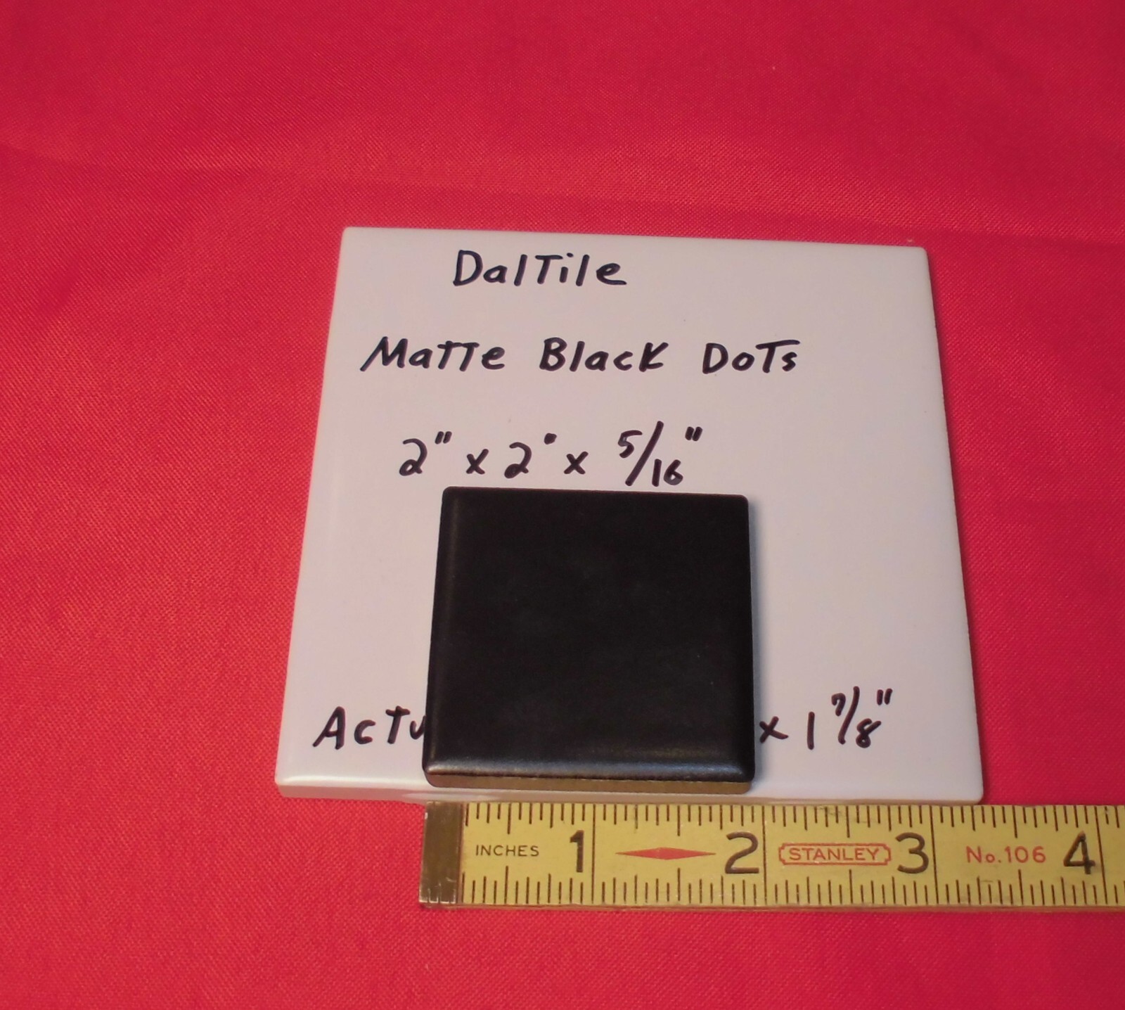 1 pc. *Matte Black* 2″ Dot – Insert Ceramic Tile, by Datile Co. 1-7/8″ SQ. NEW