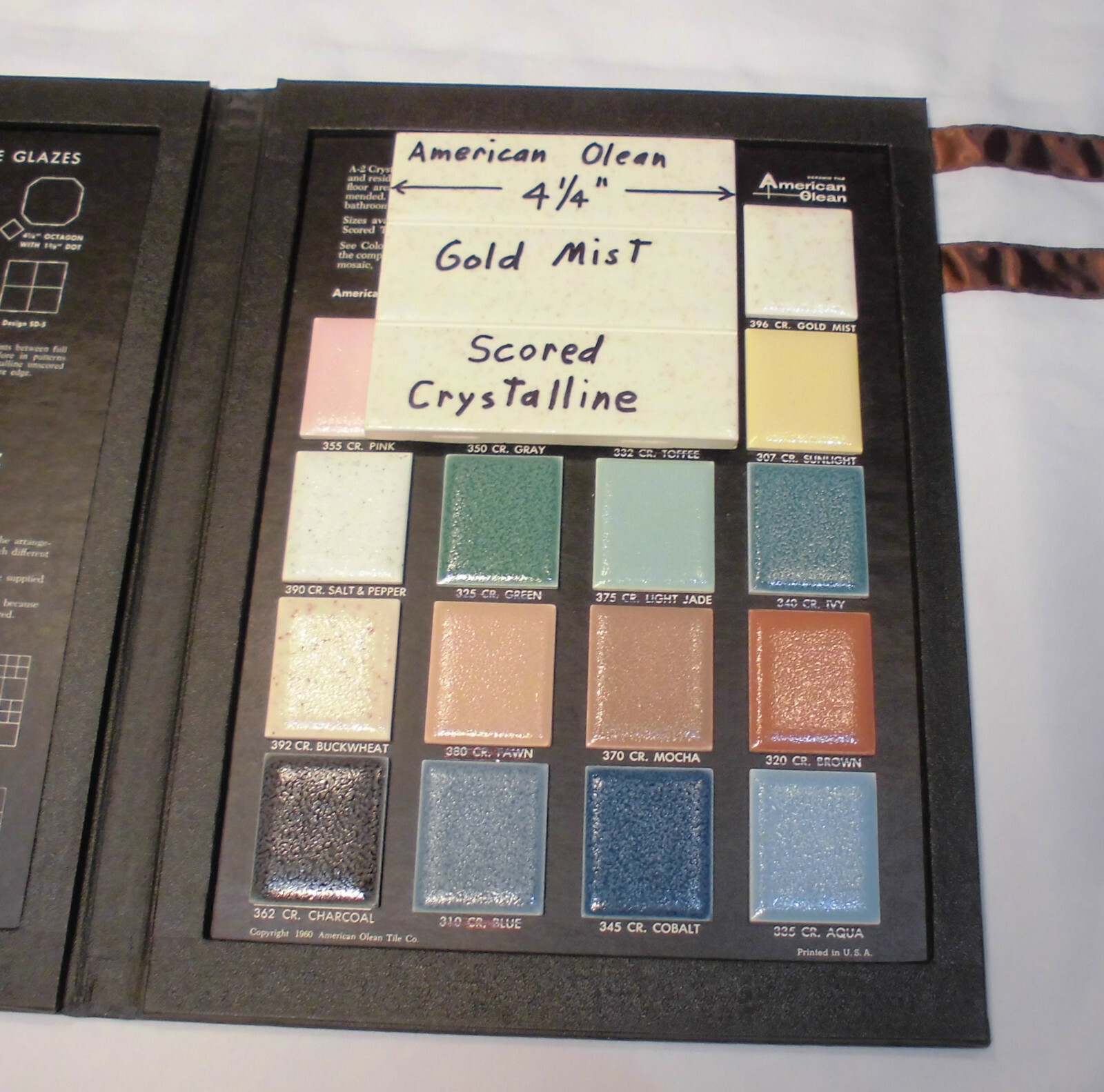 2 Ceramic Tiles *Gold Mist* Scored 3rd; Crystalline by American Olean 4-1/4″ NOS