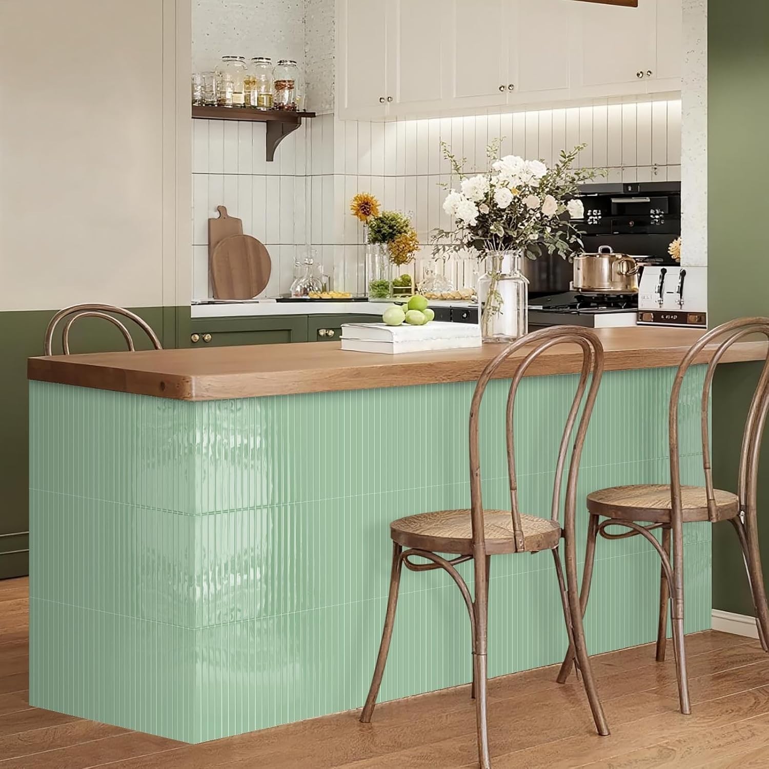 Upgraded 10-Pack 12″x12″ Sage Green Peel & Stick Wall Tiles for Modern Spaces