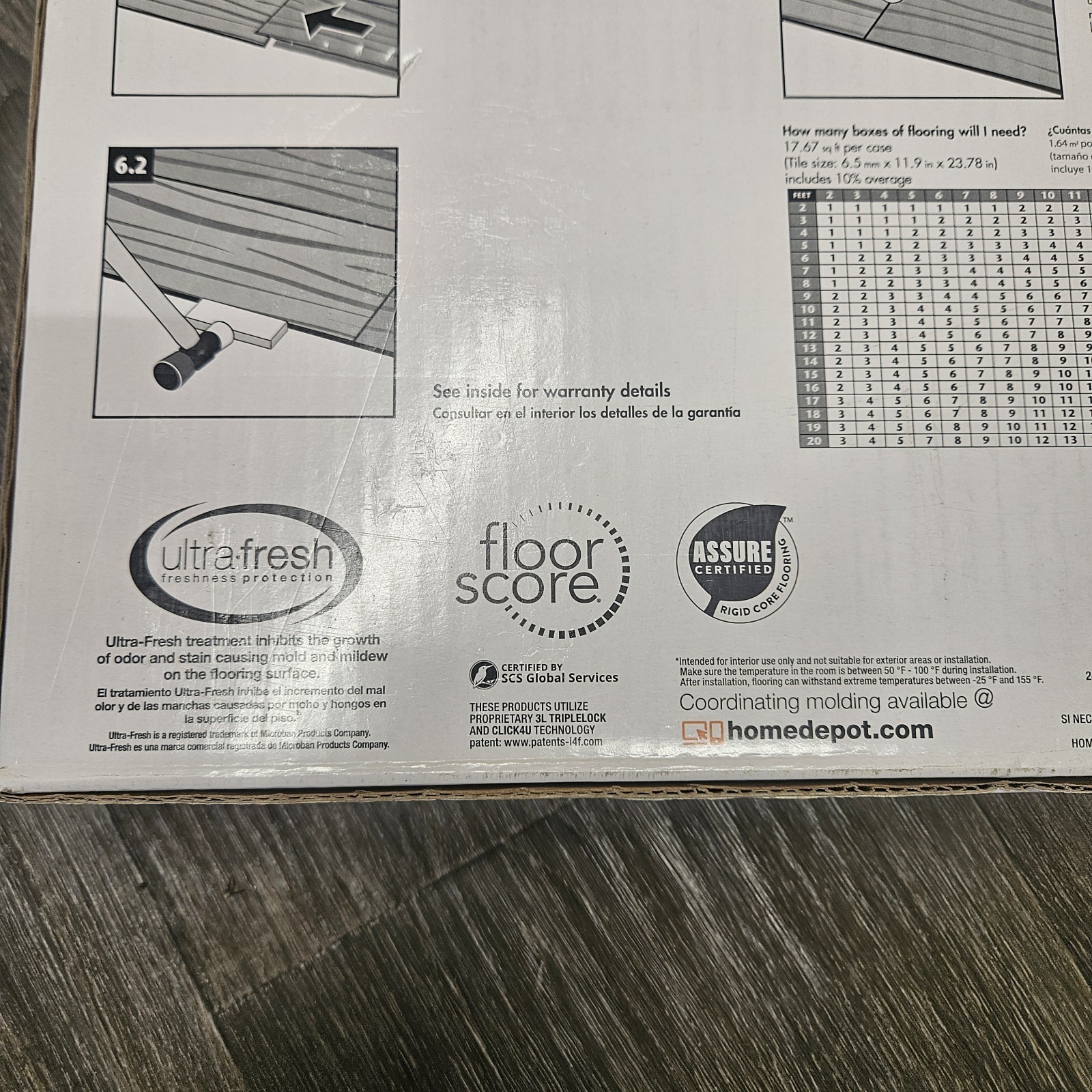 Lifeproof Vinyl Tile Flooring Overlook Slate 22mil 1 Case 11.9X23.78″ 9 Tiles