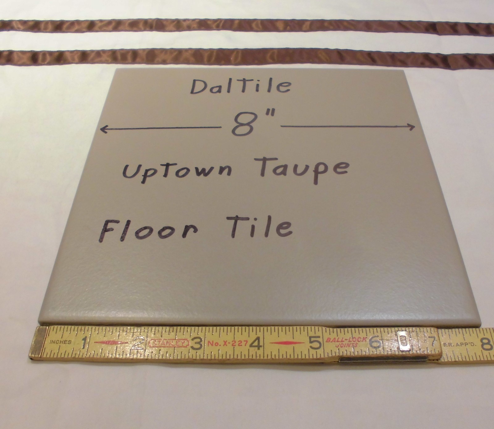 1 pc. *Gray – Taupe* Daltile Ceramic Floor Tile 8″ X 8″ actual size 7-13/16″