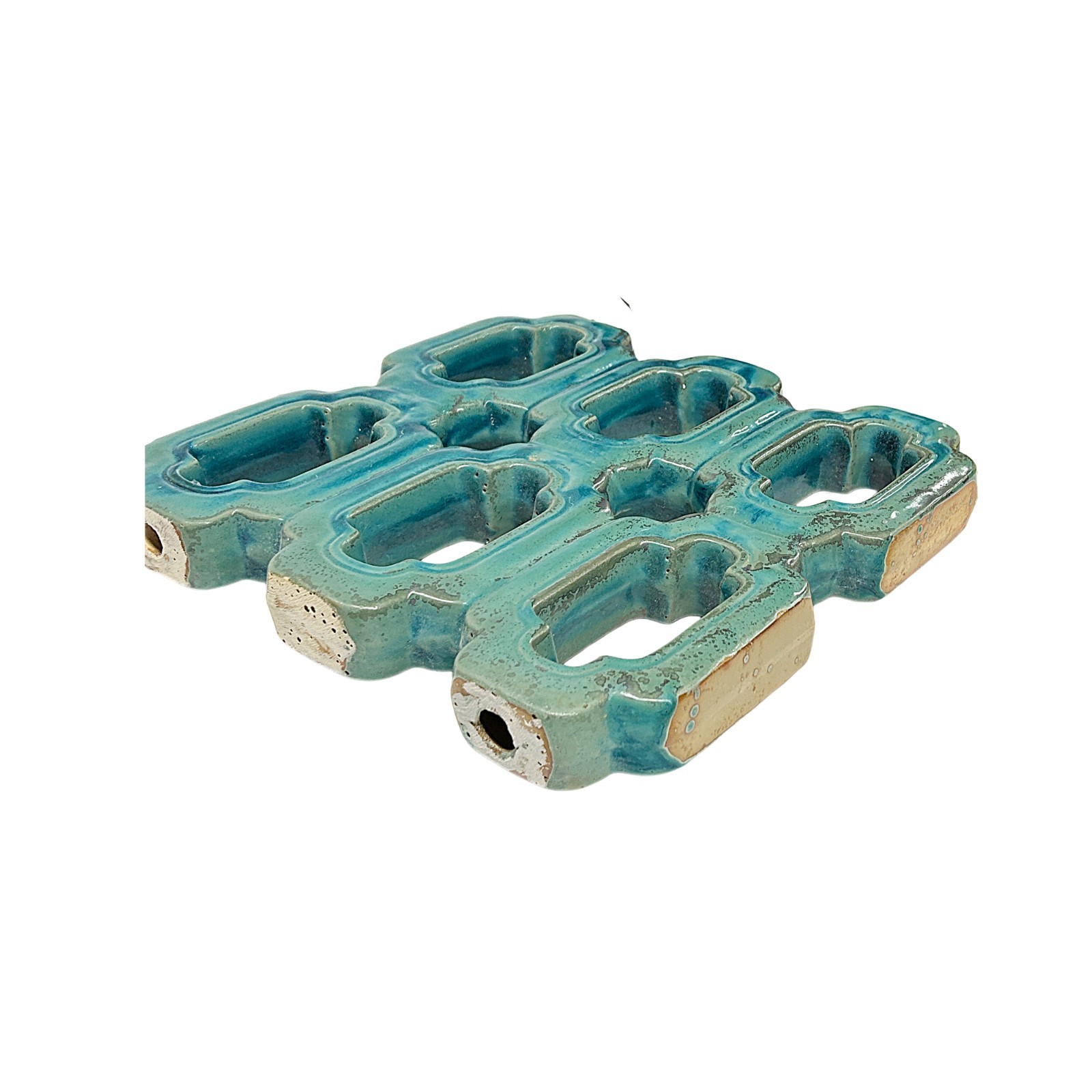 Chinese Rectangular Open Turquoise Mix Glaze Wall Floor Clay Tile GB224