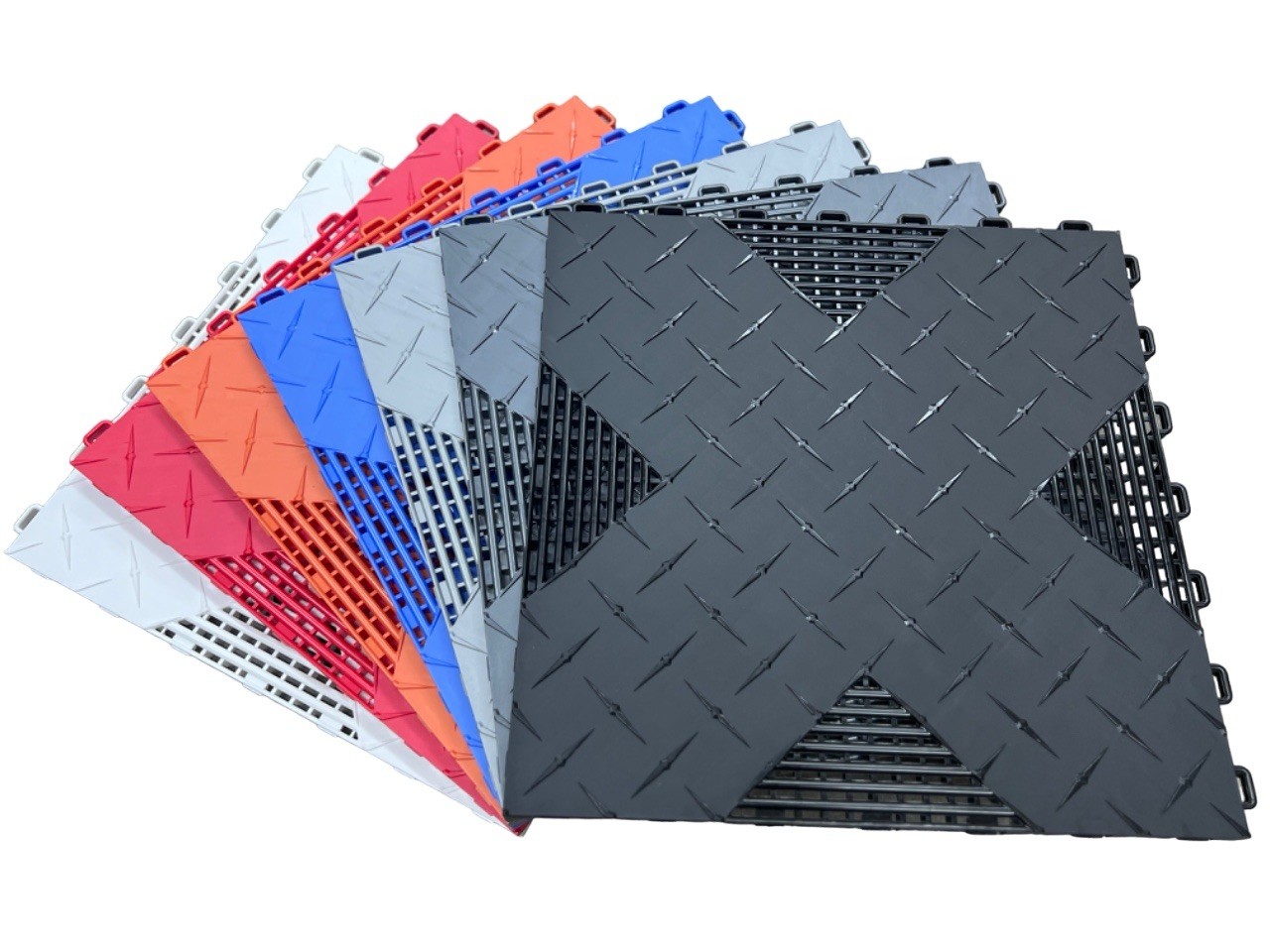 Orange … HYBRID-X garage floor tiles. 50 square feet 17” X 17” MADE IN USA
