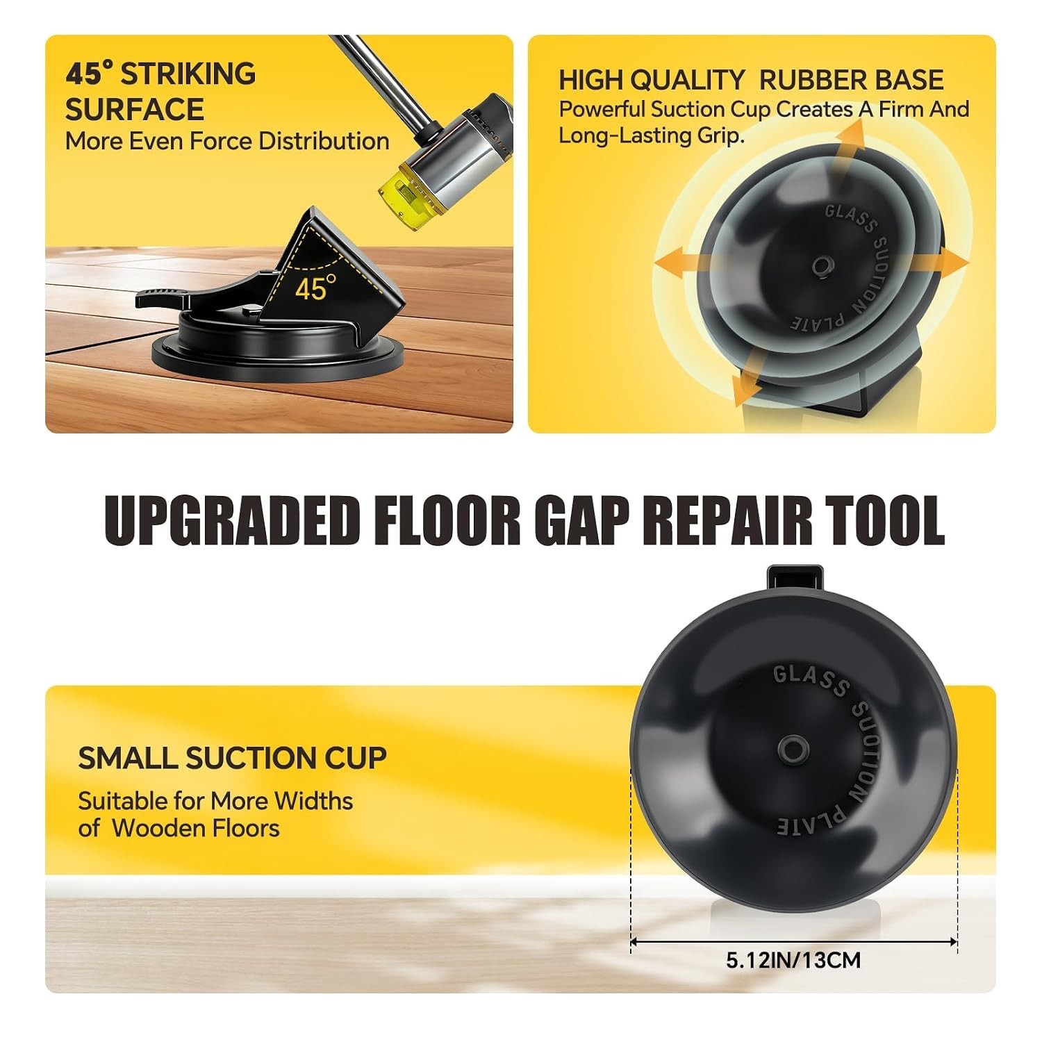 Heavy-Duty Floor Gap Fixer Tool with 130 lbs Suction Cup for Smooth Flooring