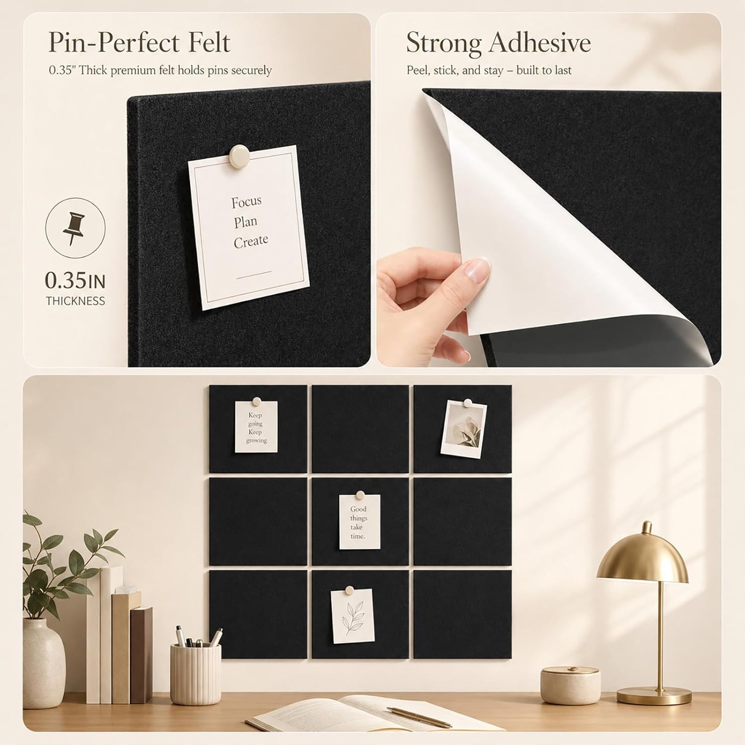 Large Cork Boards Walls 36″ x 24″ Self Adhesive Felt Wall Tiles Ideal Office
