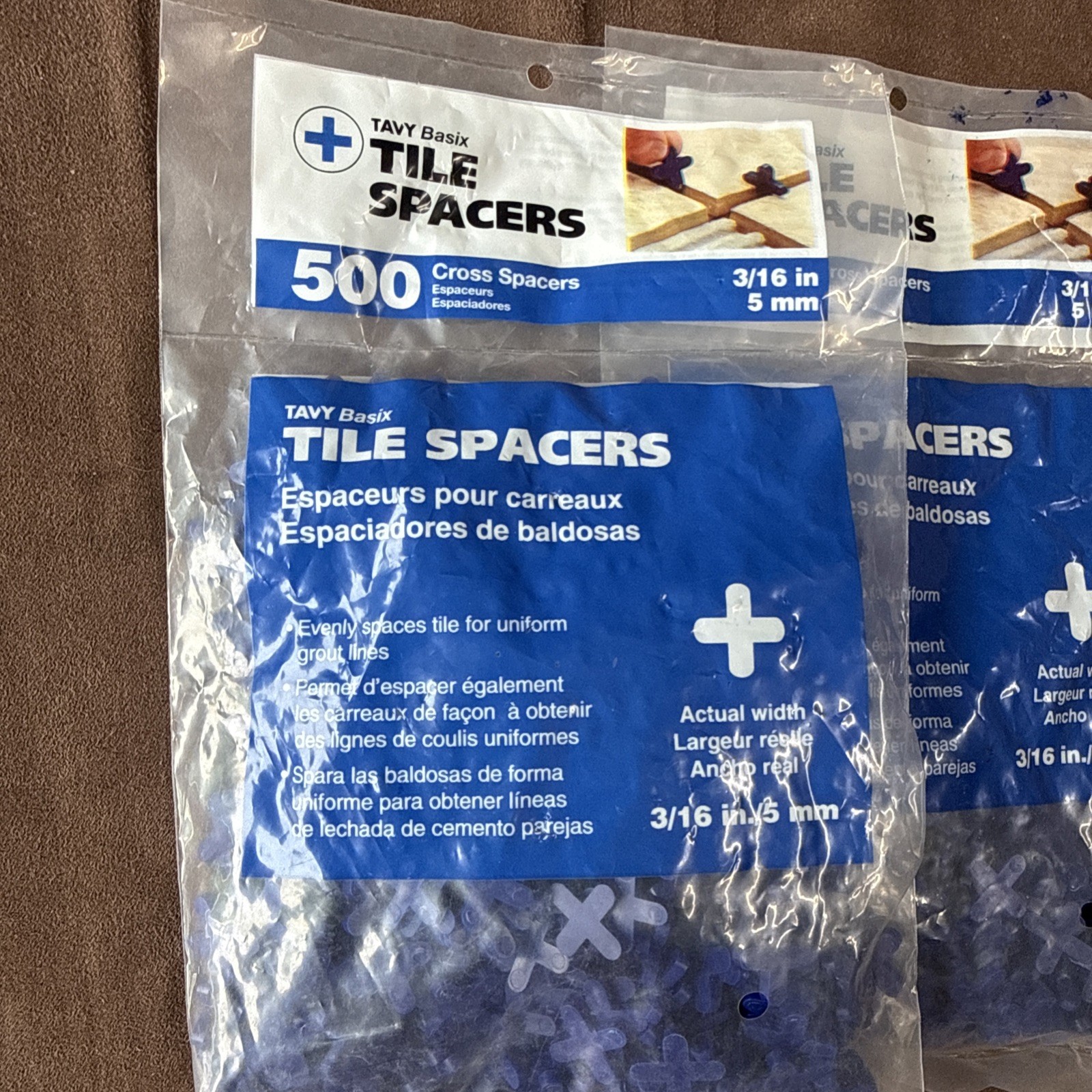 2 PACKS of 500 (1,000 Toal) + Cross + Rubber Tile Spacer TAVY Basix 3/16″ 5mm