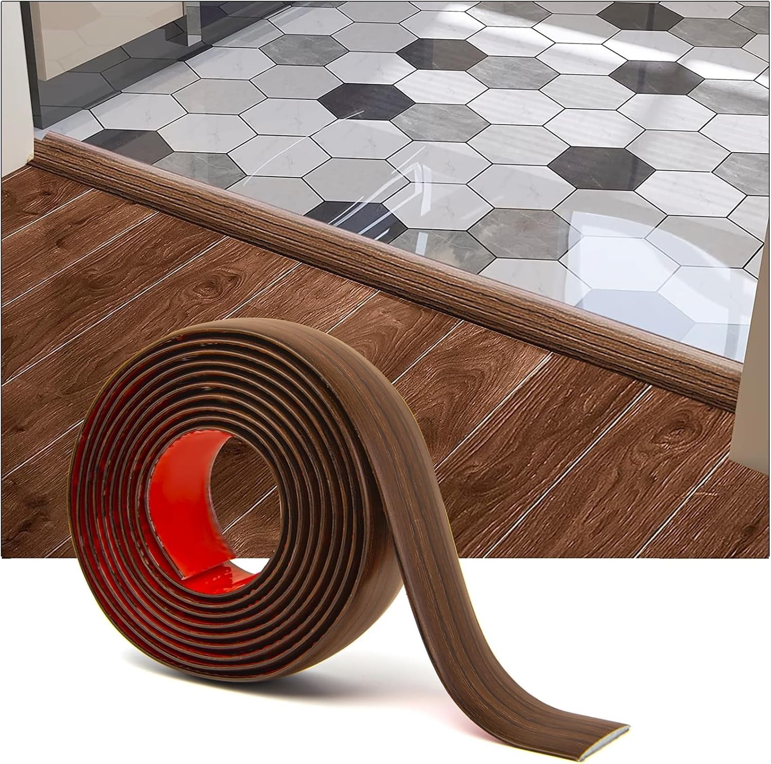 4 FT Easy Install Self-Adhesive Floor Transition Strip in Rich Cherry Color