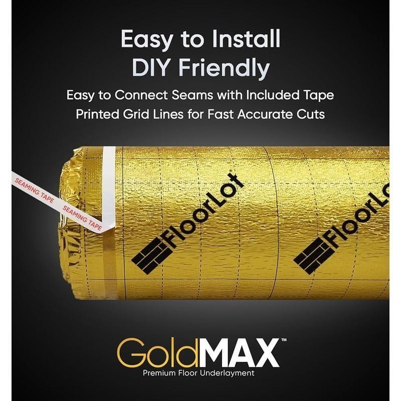 Premium Floor Underlayment 200sqft Roll 3mm Thick Moisture Barrier Soundproofing