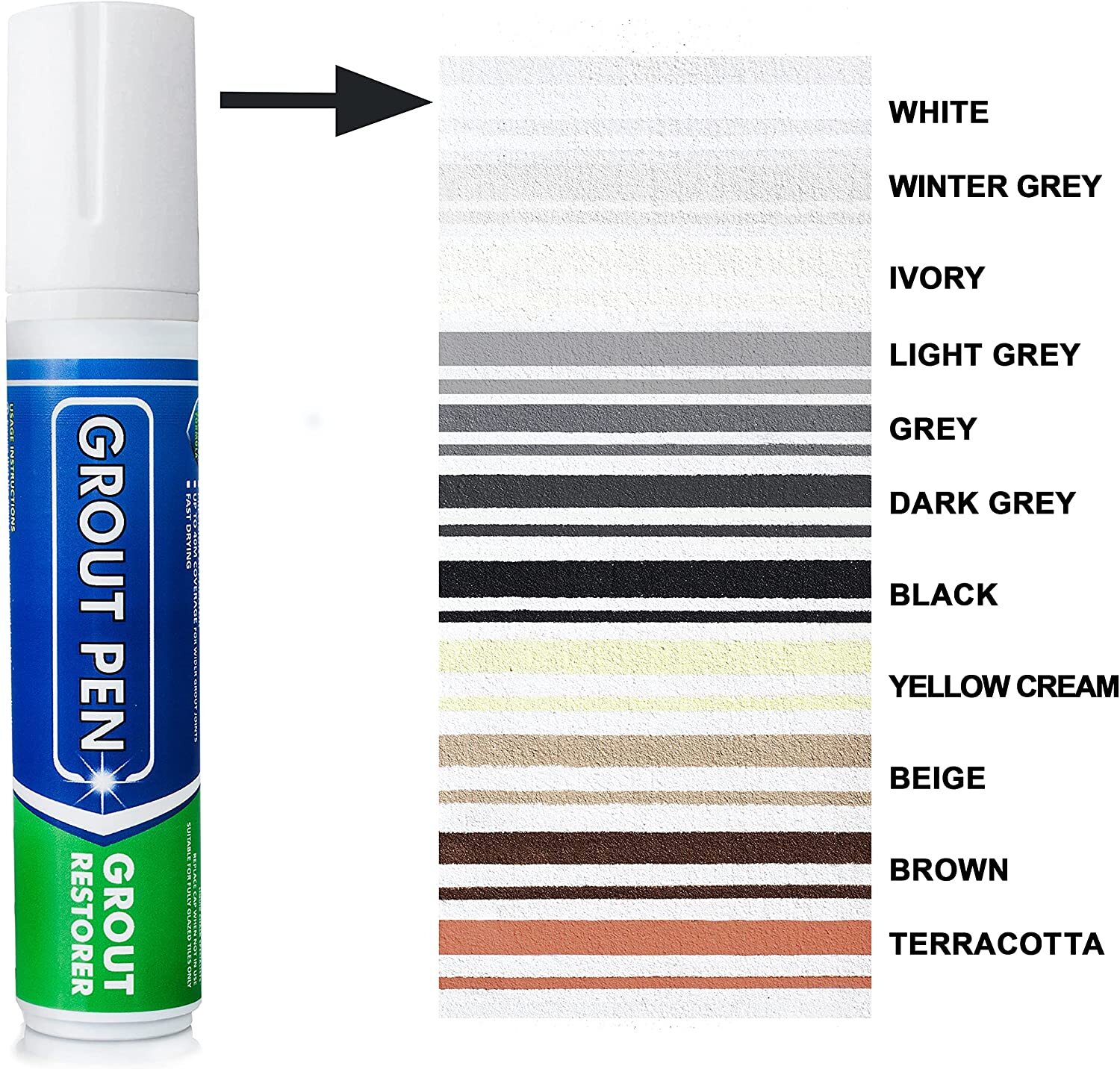 *GROUT PEN* REVIVES & RESTORES TILE GROUT ANTI-MOULD NOW AVAILABLE IN 11 COLOURS