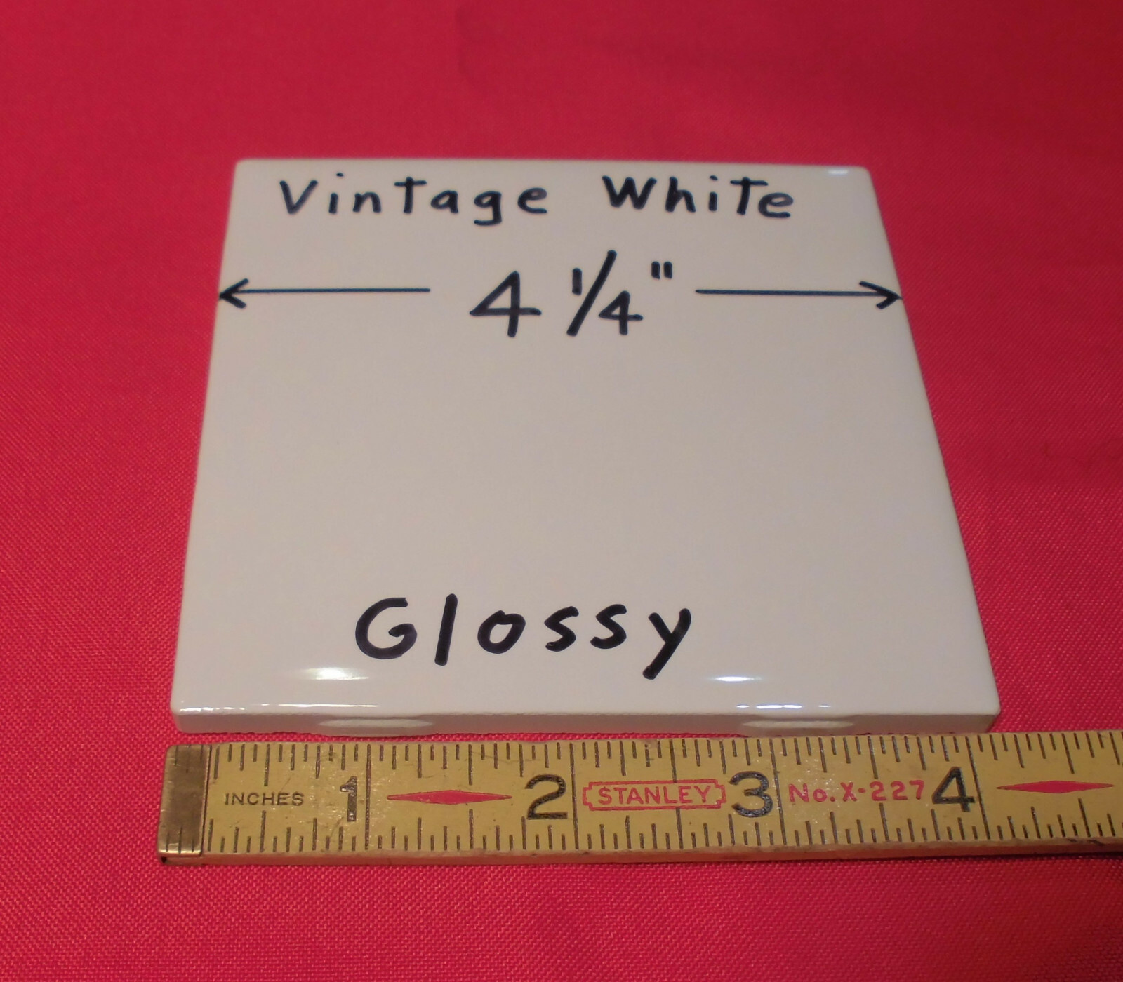 1 pc. Vintage White: 4-1/4″ Glossy Ceramic Tile from the 1990’s New Stock, USA