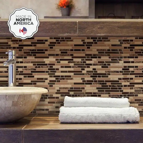 10.06 x 10 in. Bellagio Keystone Brown Self-adhesive Vinyl Peel and Stick Tile
