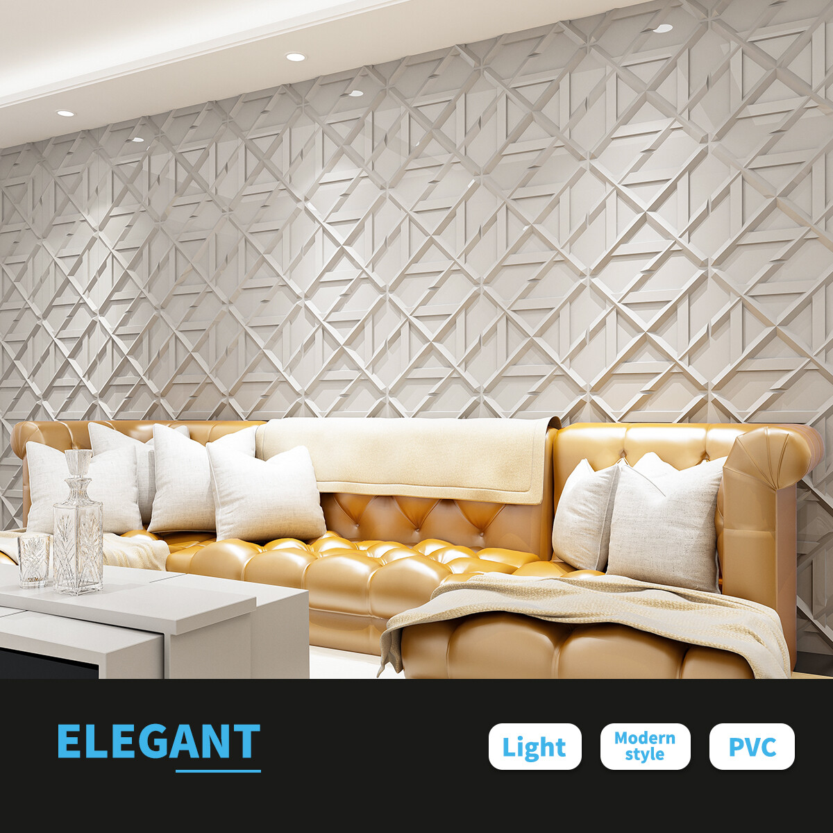 Art3d 12-Pack 19.7″x19.7″ PVC 3D Wall Panel, Decorative Wall Tile,32 sq. ft./Box