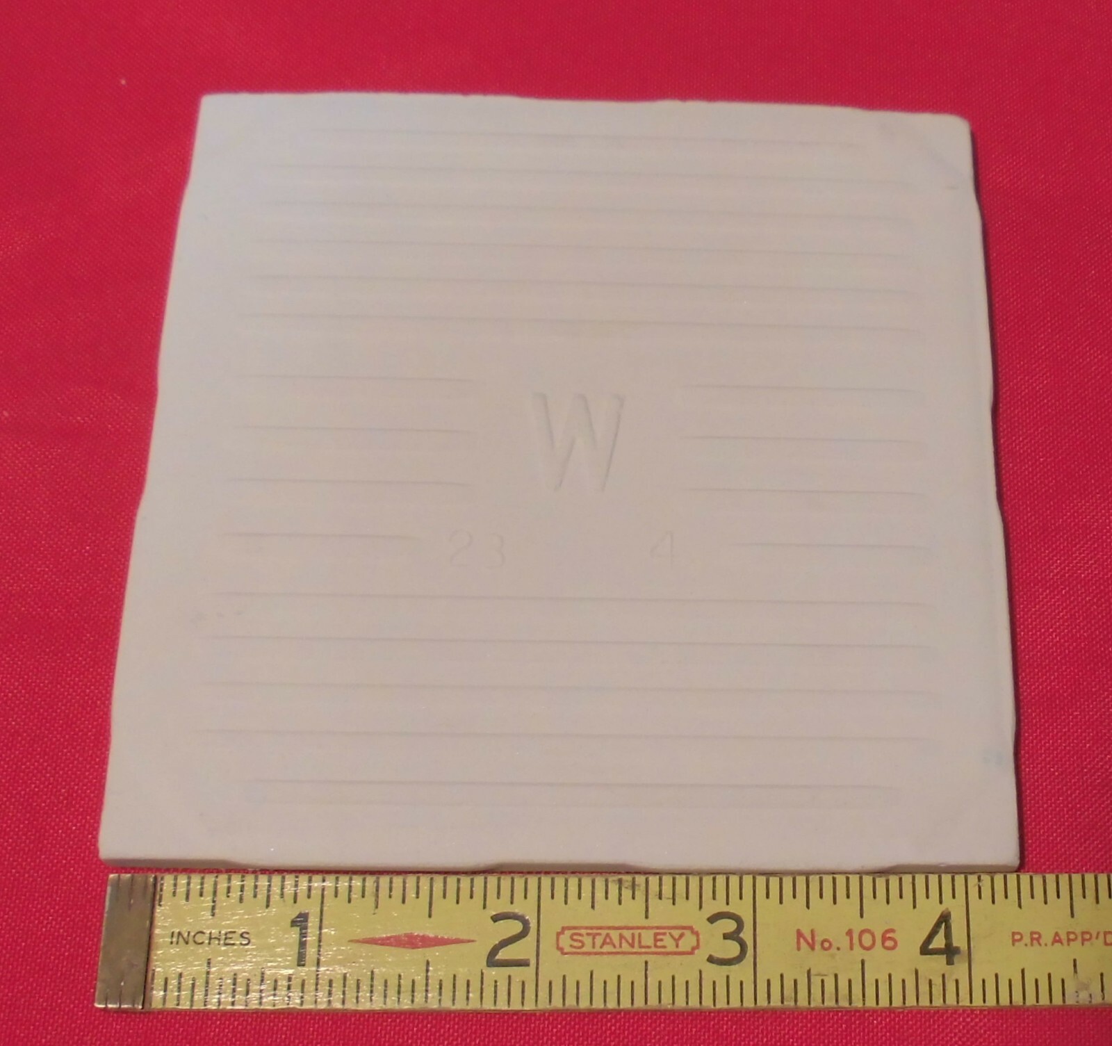 1 pc. Sterling Silver – Gray: Crystal Glaze; Ceramic Tile by Wenczel Co. 4-5/16″