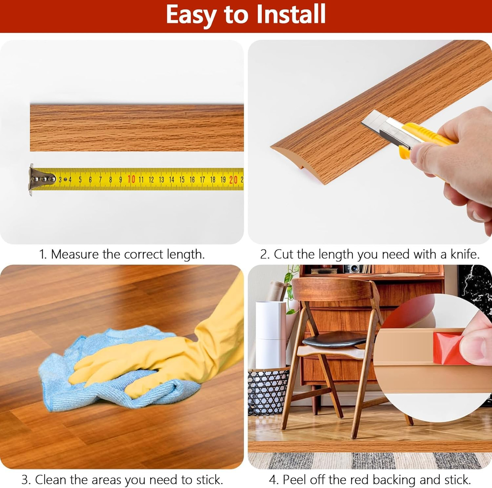 10Ft Carpet to Tile Floor Transition Strip Self Adhesive PVC Threshold Edging