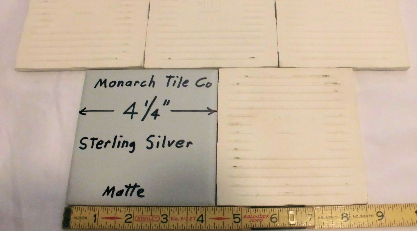 1 pc. Matte Ceramic Tile *Sterling Silver Gray* 4-1/4″ by Monarch Tile