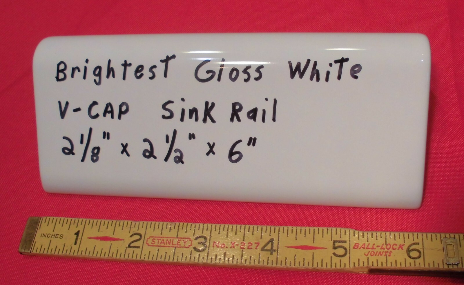 1 pc. “Brightest Gloss White” V Cap; Ceramic Trim Tile; Counter Top Edging: NEW