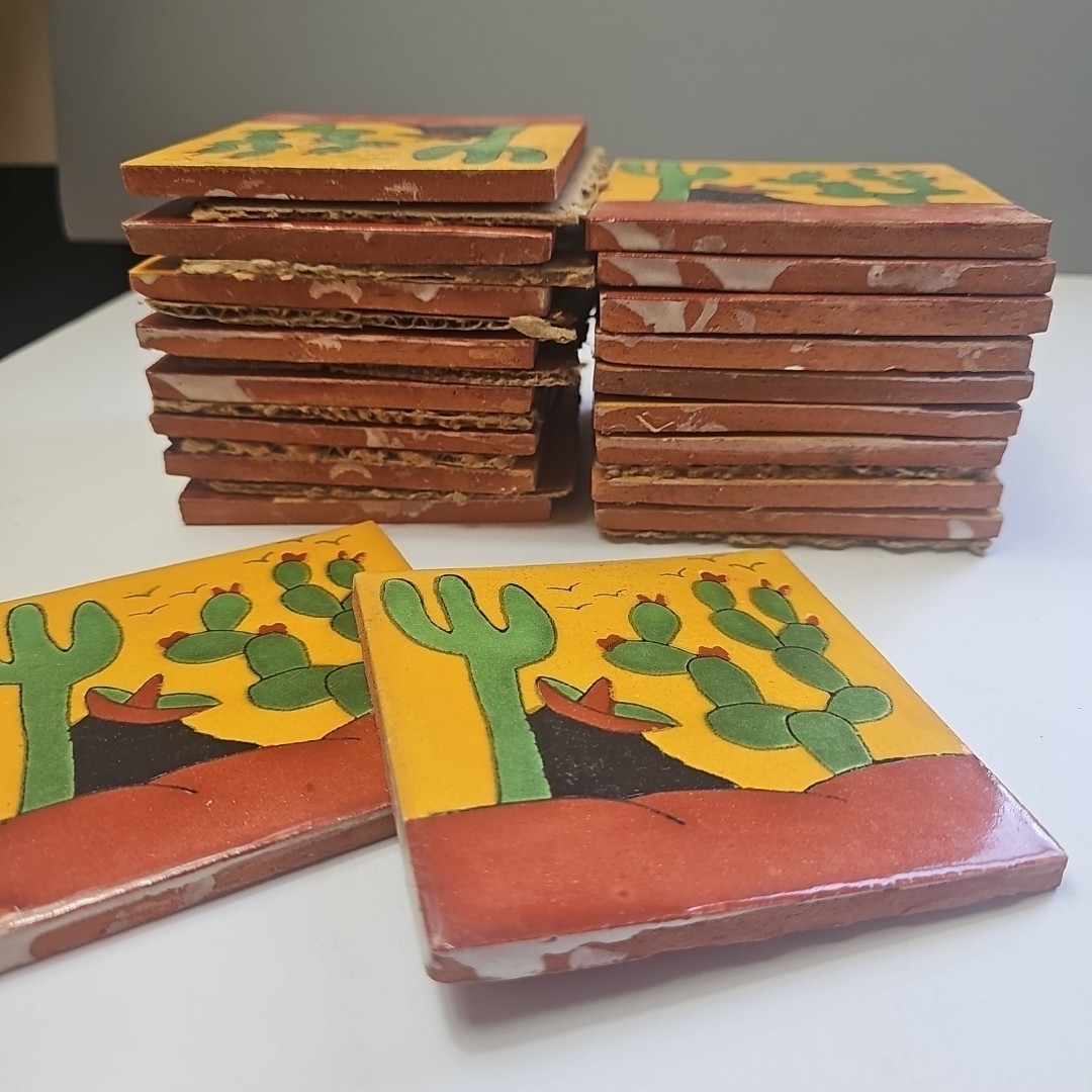 Talavera Mexican Decorative Ceramic Tile 4.25″ Square Lot Of 19 Ranchero