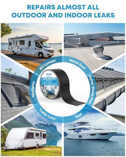Butyl Sealant Tape – 4 Inch x 50 Ft – Black RV Roof Tape – 4inx50ft