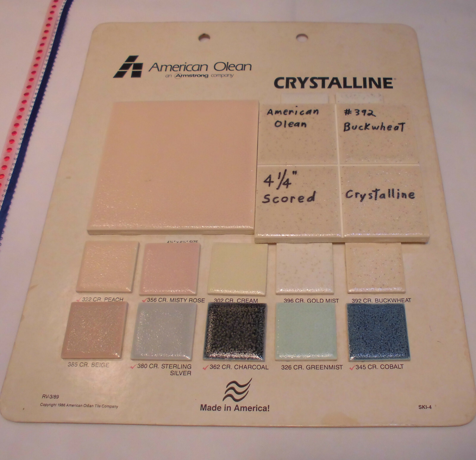 1 pc. *Buckwheat/Browns* 4-1/4″ Ceramic Tile; Scored Crystalline American Olean