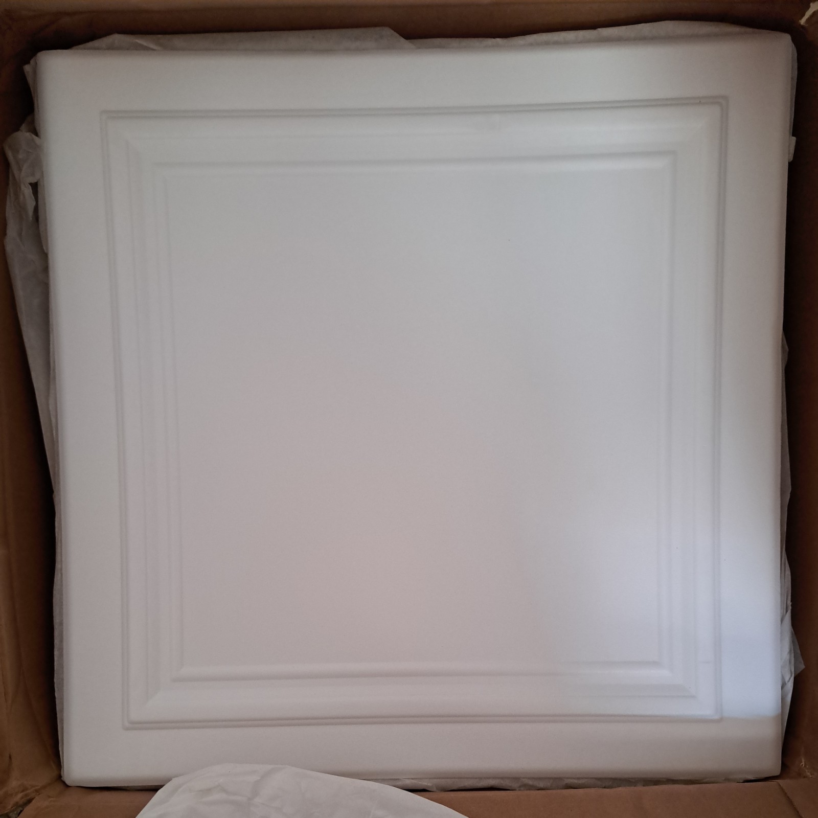R24 Line Art Foam Glue-up Ceiling Tile (128 sq. ft./Case), Pack of 48, Plain …