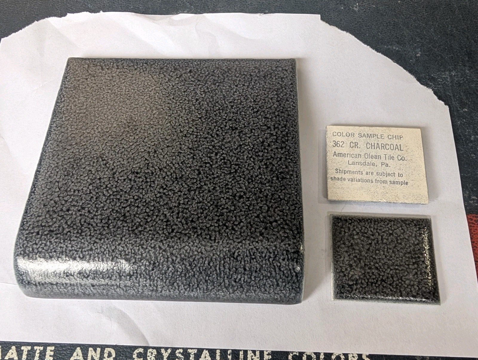 2 pcs American Olean Ceramic Tile Bullnose A4402 Crystalline Charcoal #362 USA