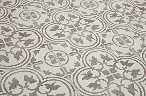 12×12 Flora Gray White Patterned Encaustic Ceramic Floor and Wall Tile 1PC