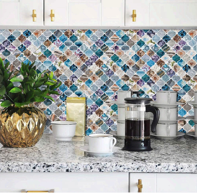 STICKGOO Arabesque Peel Stick Backsplash Tiles 12×12 10 Pack Multi