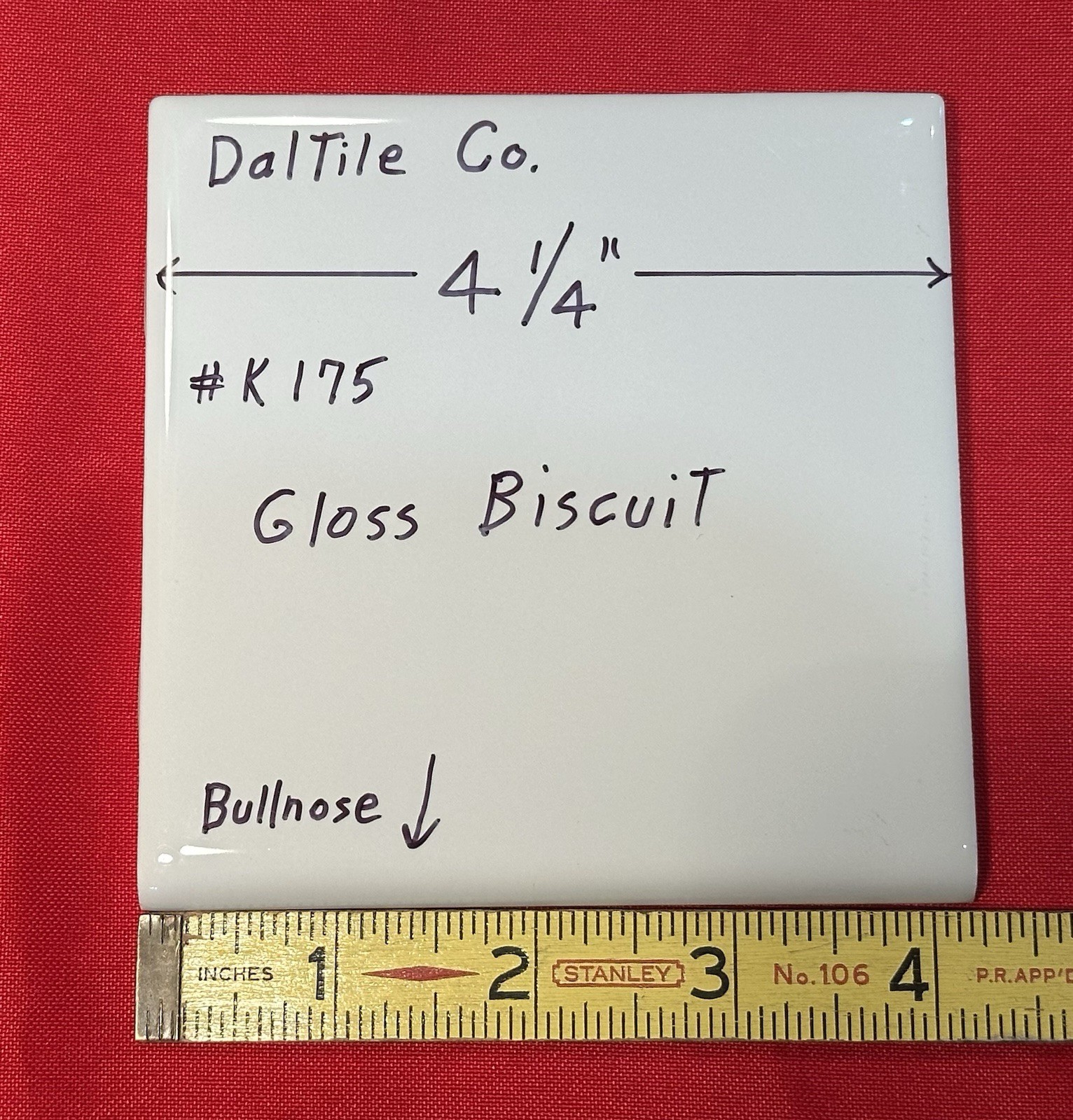 1 pc. Gloss Biscuit #175 by Daltile Co. 4-1/4″ Ceramic Surface Bullnose Tile