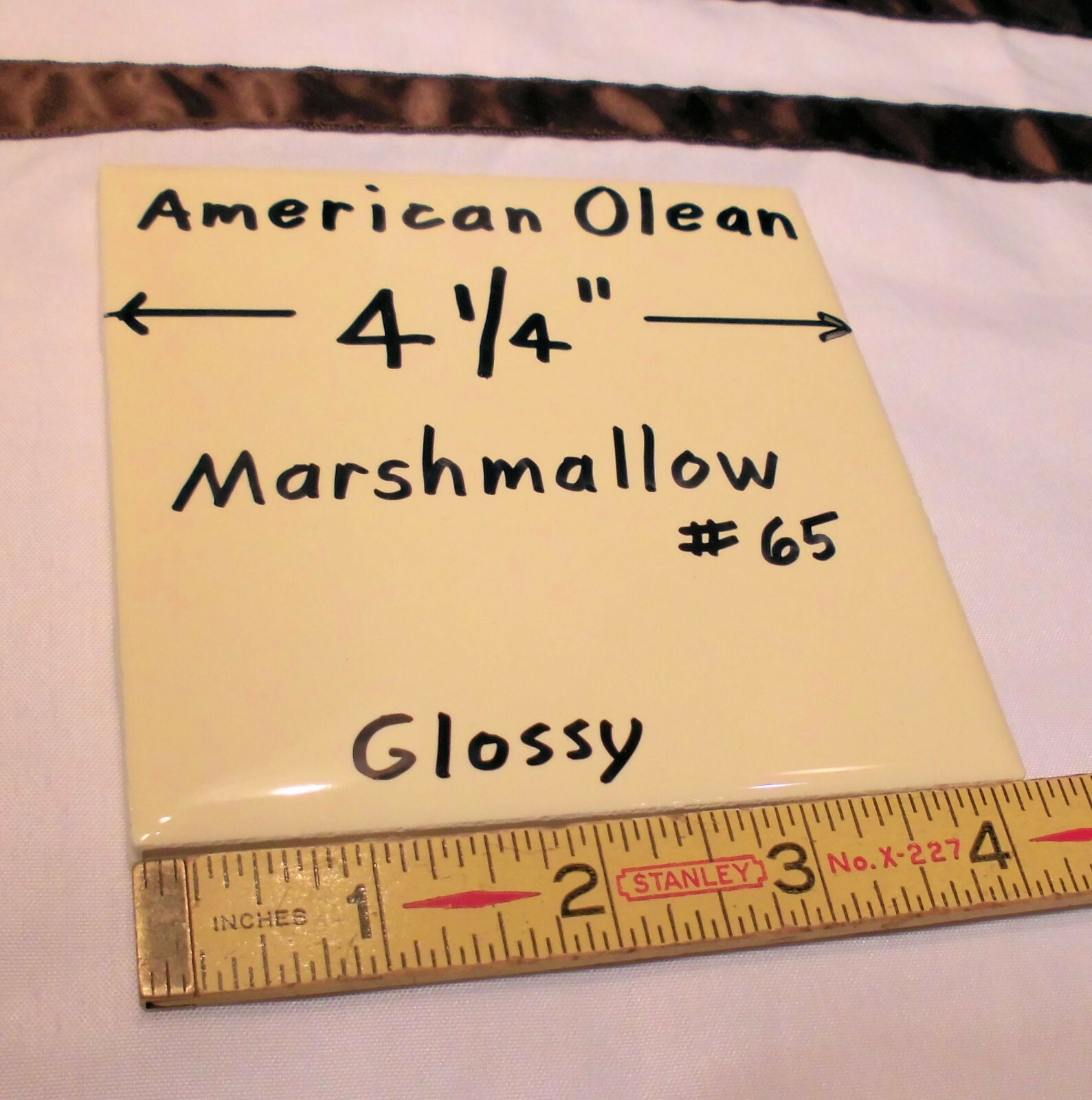 1 pc. *Glossy Marshmallow Yellow* Ceramic Tiles by American Olean…4-1/4″ NEW
