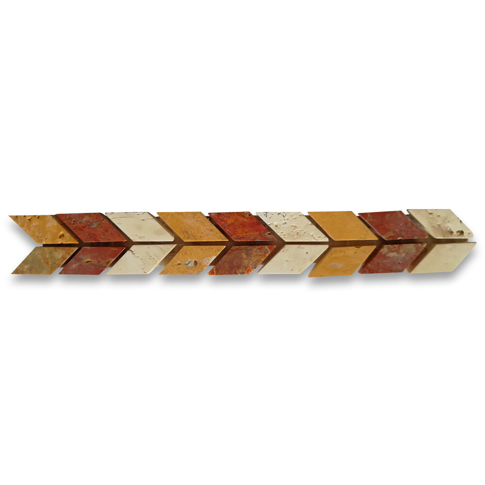 B0004P Marble Mosaic Border Listello Accent Tile Arrow Gold 1.2×8.3 Polished