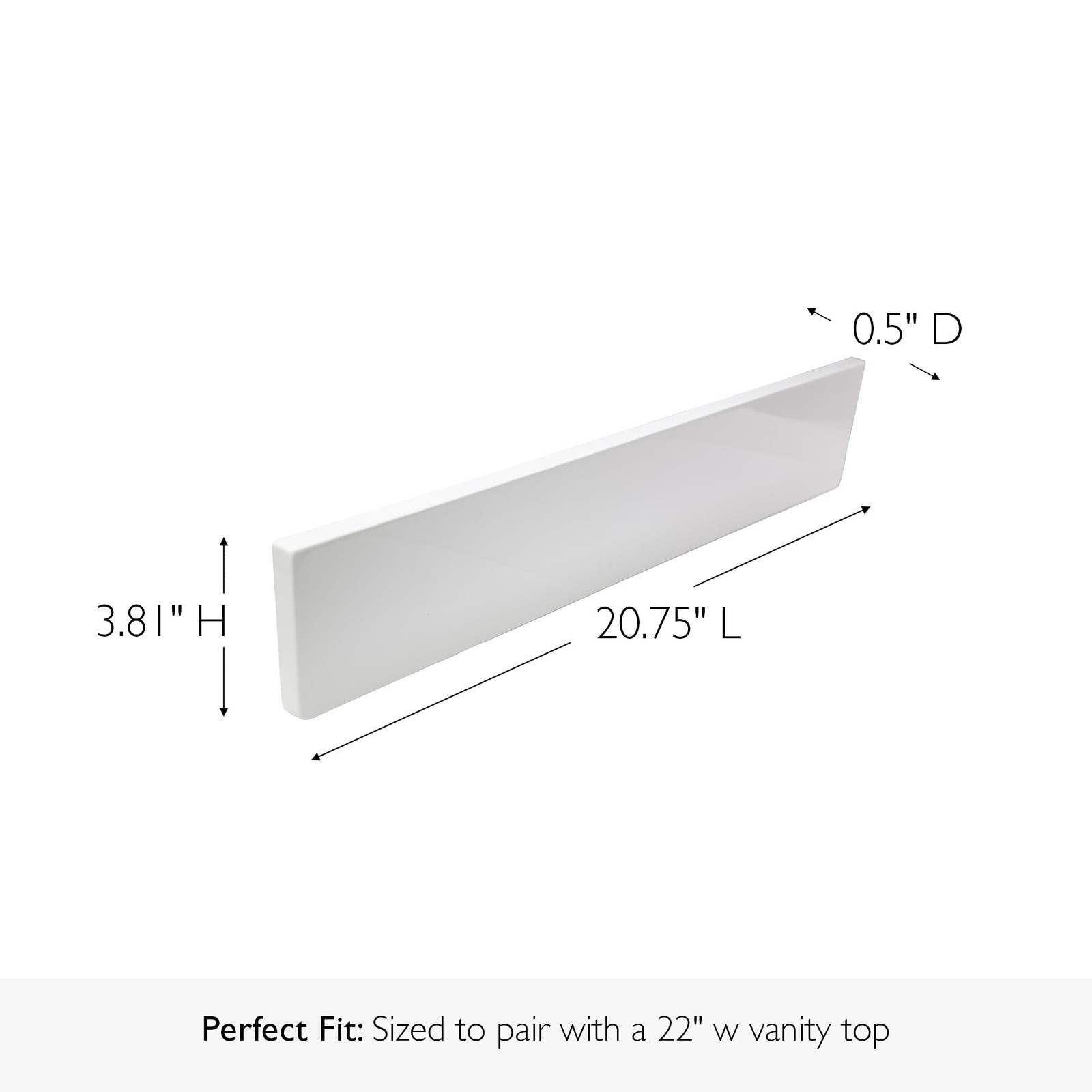 Design House 550905 Cultured Marble Side Splash, 22-in, Solid White