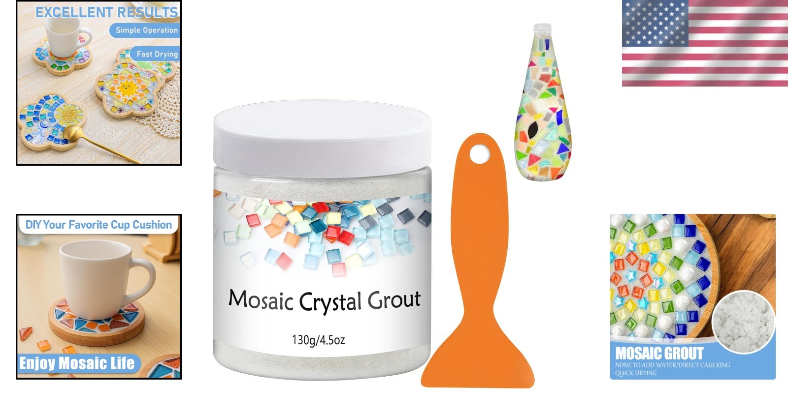 Crystal Grout for Mosaics Water Resistant DIY Craft Tile Accessories