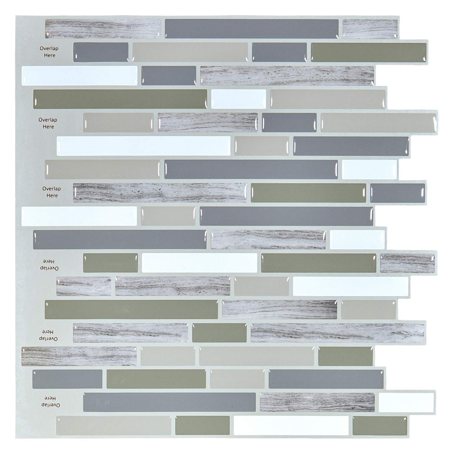 ART3D Peel and Stick Wall Tile for Kitchen/Bathroom Backsplash, 12″x12″ (Multi)