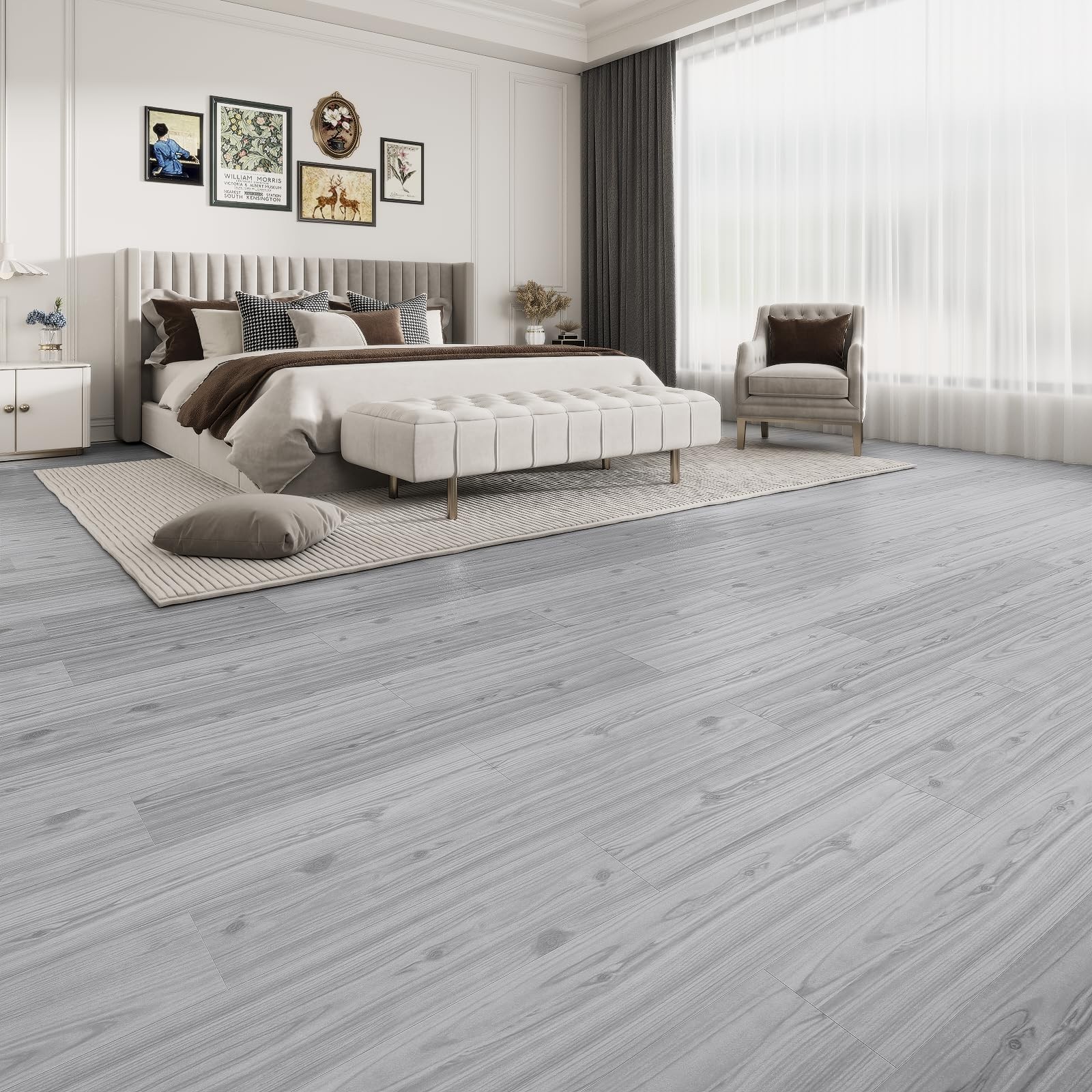 18 Sq. Ft Floor Tiles Peel and Stick Vinyl Floor 36 x 6 inch Luxury Self Adhe…