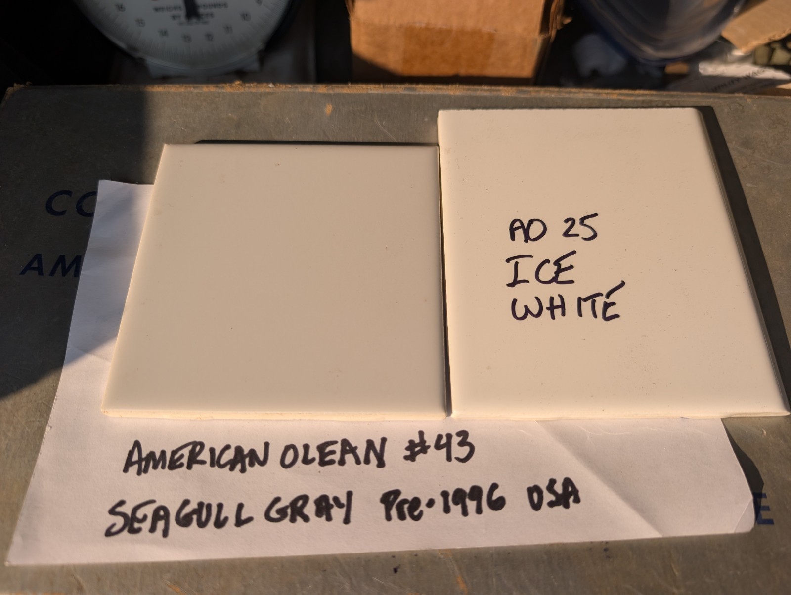 2 pcs American Olean Gloss Seagull Gray #43 Ceramic Tile 4-1/4″ USA Original