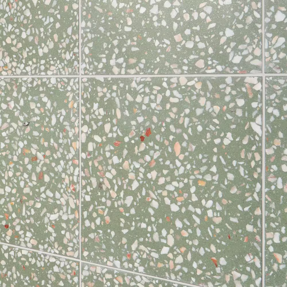 Raleigh Lisbon Green 16.4 In. X 16.4 In. Polished Terrazzo Floor and Wall Tile (