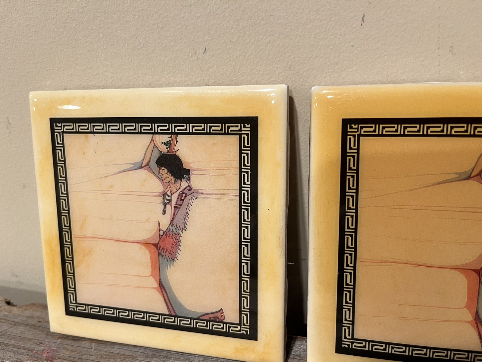 Amado Maurilio Pena 2 Tiles 4.5”x4.5” Hudgins Santa Fe Collection Al Agua