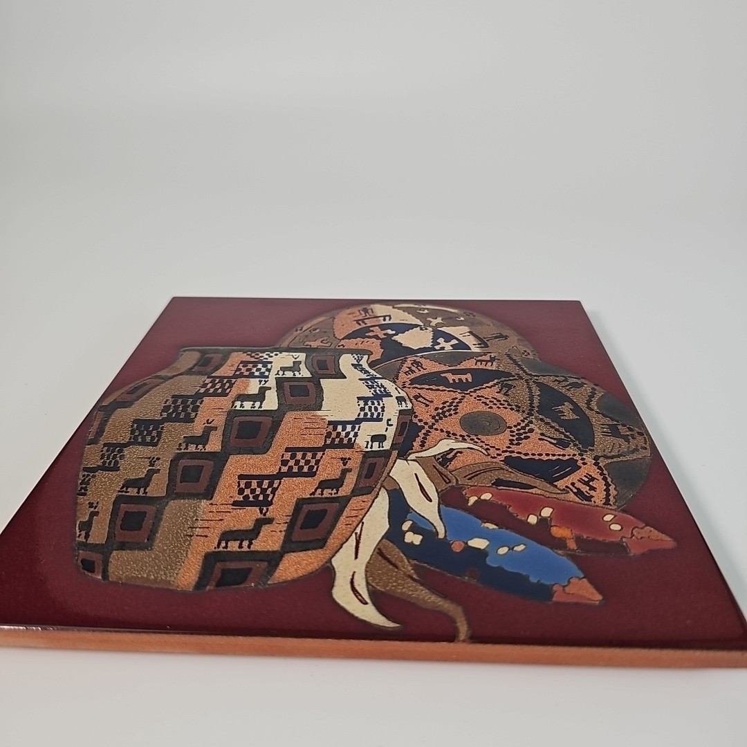 VTG 1991 Santa Fe Art Tile 8″ Trio Basket Jasper Arius #5117J