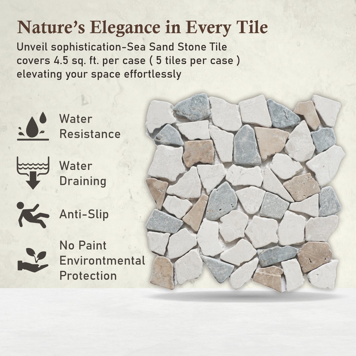 Sea Sand Random Mosaic Wall & Floor Tile ($11.84/SqFt)
